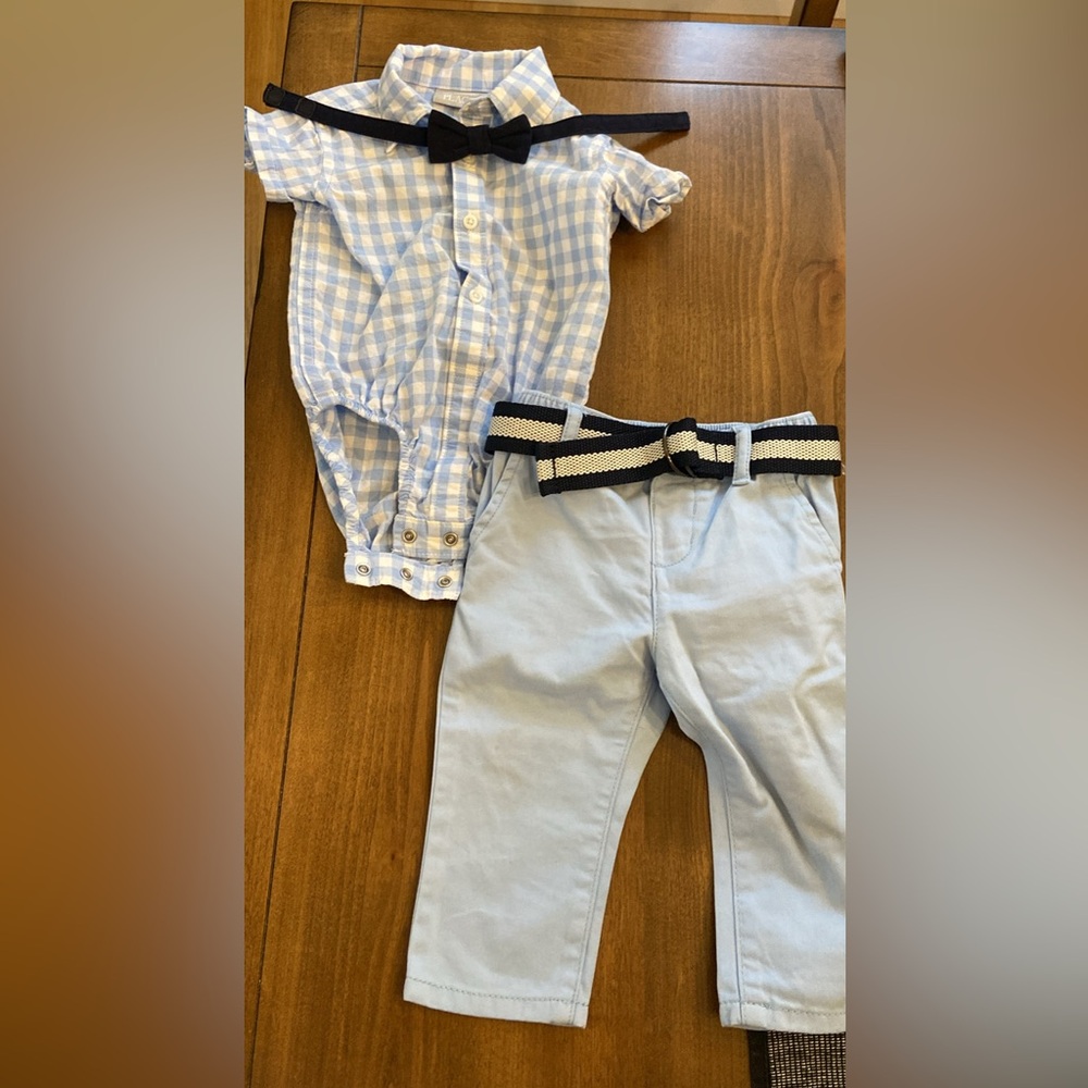 The Children's Place Blue & White Gingham Baby Shirt Set